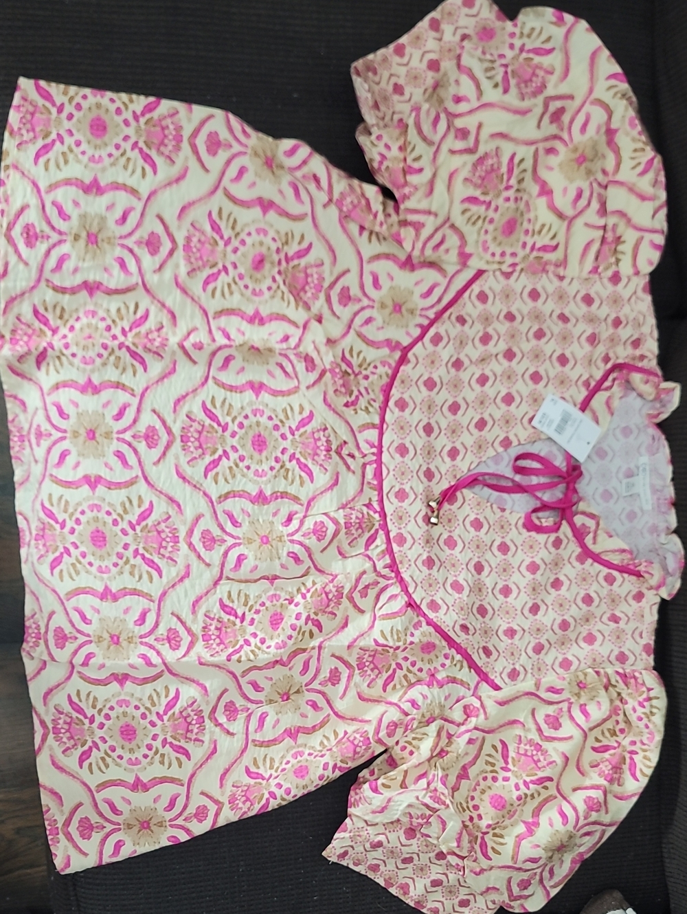Cato Pink and Cream Floral Print Blouse